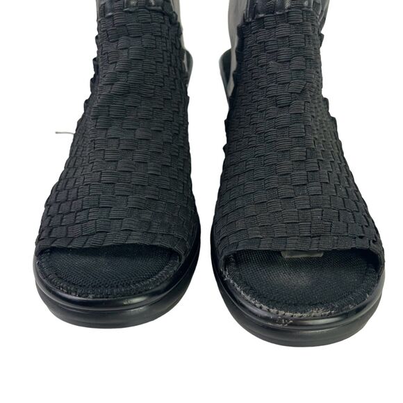 Steven Steve Madden Elmore Women's Woven Black Block High Heels Sandals Shoes 6 - Picture 2 of 16